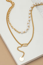 Load image into Gallery viewer, Pearl & Link Chain Layered Necklace
