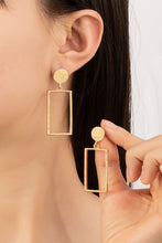 Load image into Gallery viewer, Hammered Rectangle Hoop Drop Earrings
