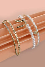 Load image into Gallery viewer, Bow Pearl Rhinestone Bar Stretch Bangle Set
