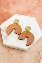 Load image into Gallery viewer, Wooden Modern Arch Dangle Earring