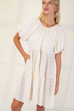 Load image into Gallery viewer, Cream Textured Loose Fit Bow Tie Dress