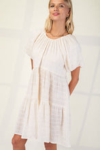 Load image into Gallery viewer, Cream Textured Loose Fit Bow Tie Dress