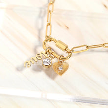 Load image into Gallery viewer, 18K Gold Carabiner "Love" Paperclip Charm Necklace