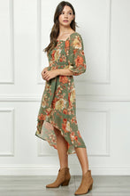 Load image into Gallery viewer, High Low Hem Smocked Top Floral Dress