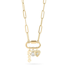 Load image into Gallery viewer, 18K Gold Carabiner "Love" Paperclip Charm Necklace