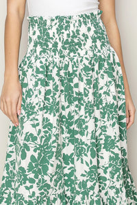 Floral Print Tiered Midi Skirt