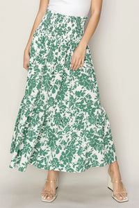 Floral Print Tiered Midi Skirt