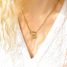 Load image into Gallery viewer, 18K Gold Carabiner "Love" Paperclip Charm Necklace