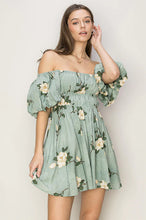 Load image into Gallery viewer, Balloon Sleeve Floral Flare Dress