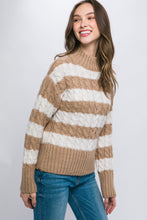 Load image into Gallery viewer, Khaki &amp; Cream Mock Neck Sweater