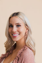 Load image into Gallery viewer, Double Raffia Flower Drop Earrings