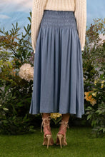 Load image into Gallery viewer, Smocked Chambray Midi Skirt