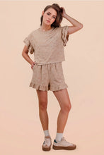 Load image into Gallery viewer, Floral Textured Ruffled Knit Top &amp; Shorts Set