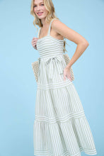 Load image into Gallery viewer, Light Olive Striped Detail Midi Dress