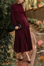 Load image into Gallery viewer, Graceful Days Ribbed &amp; Satin Midi Dress