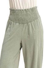 Load image into Gallery viewer, Sage Green High- Rise Smocked Waist Pant