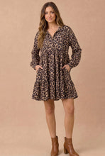 Load image into Gallery viewer, Taupe &amp; Black Leopard Print Babydoll Dress