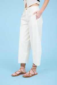 Ecru Wide Leg Capri Pant