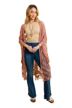 Load image into Gallery viewer, Dusty Rose Long Lace Kimono