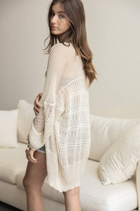 Netted Knit Cream Cardigan