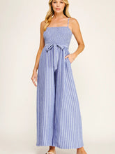 Load image into Gallery viewer, Coastal Stripe Smocked Wide Leg Jumpsuit