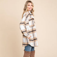 Load image into Gallery viewer, Button Up Plaid Flannel Shacket Jacket