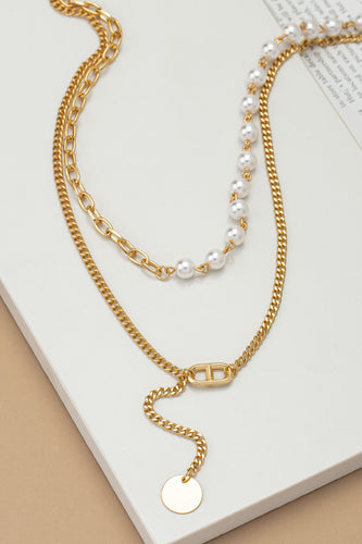 Pearl & Link Chain Layered Necklace