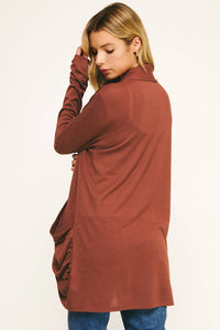 Soft Wrap Shirred Side Open Cardigan