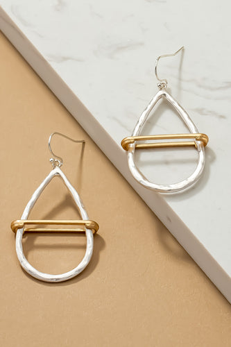 Two-Toned Hammered Teardrop Earrings