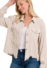 Load image into Gallery viewer, Distressed Frayed Hem Corduroy Cropped Jacket