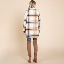 Load image into Gallery viewer, Button Up Plaid Flannel Shacket Jacket