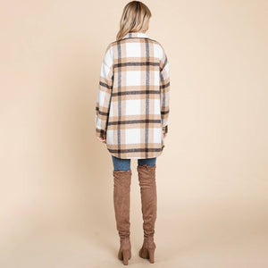 Button Up Plaid Flannel Shacket Jacket