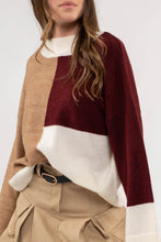 Load image into Gallery viewer, Mock Neck Color Block Sweater