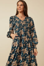 Load image into Gallery viewer, Antique Floral V-Neck Midi Dress