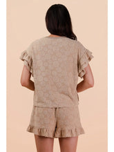 Load image into Gallery viewer, Floral Textured Ruffled Knit Top &amp; Shorts Set