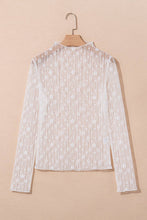Load image into Gallery viewer, White Sheer Floral Lace Long Sleeve Slim Fit Top