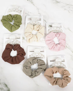 Textured Scrunchie and Claw Clip Set