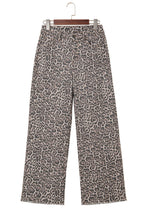 Load image into Gallery viewer, Leopard Frayed Edge Wide Leg High Waist Jeans