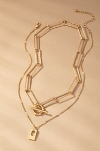 Cut Out Pendant Chain Link Layered Necklace