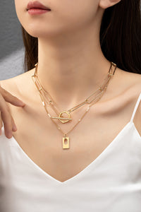 Cut Out Pendant Chain Link Layered Necklace