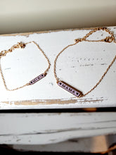 Load image into Gallery viewer, Lavender Mama &amp; Mini Bar Shaped Anklets