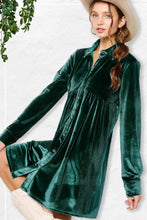 Load image into Gallery viewer, Button Front Soft Velvet Mini Dress