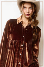 Load image into Gallery viewer, Button Front Soft Velvet Mini Dress