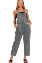Load image into Gallery viewer, Washed Knot Strap Overalls In Ash Black