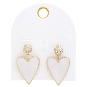 Heart Rhinestone Bead Dangle Earrings