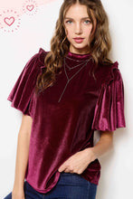 Load image into Gallery viewer, Velvet Puff Sleeve Blouse