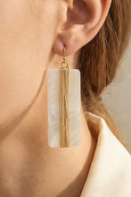 Load image into Gallery viewer, Curved Seashell Rectangle Dangle Earrings