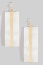 Load image into Gallery viewer, Curved Seashell Rectangle Dangle Earrings