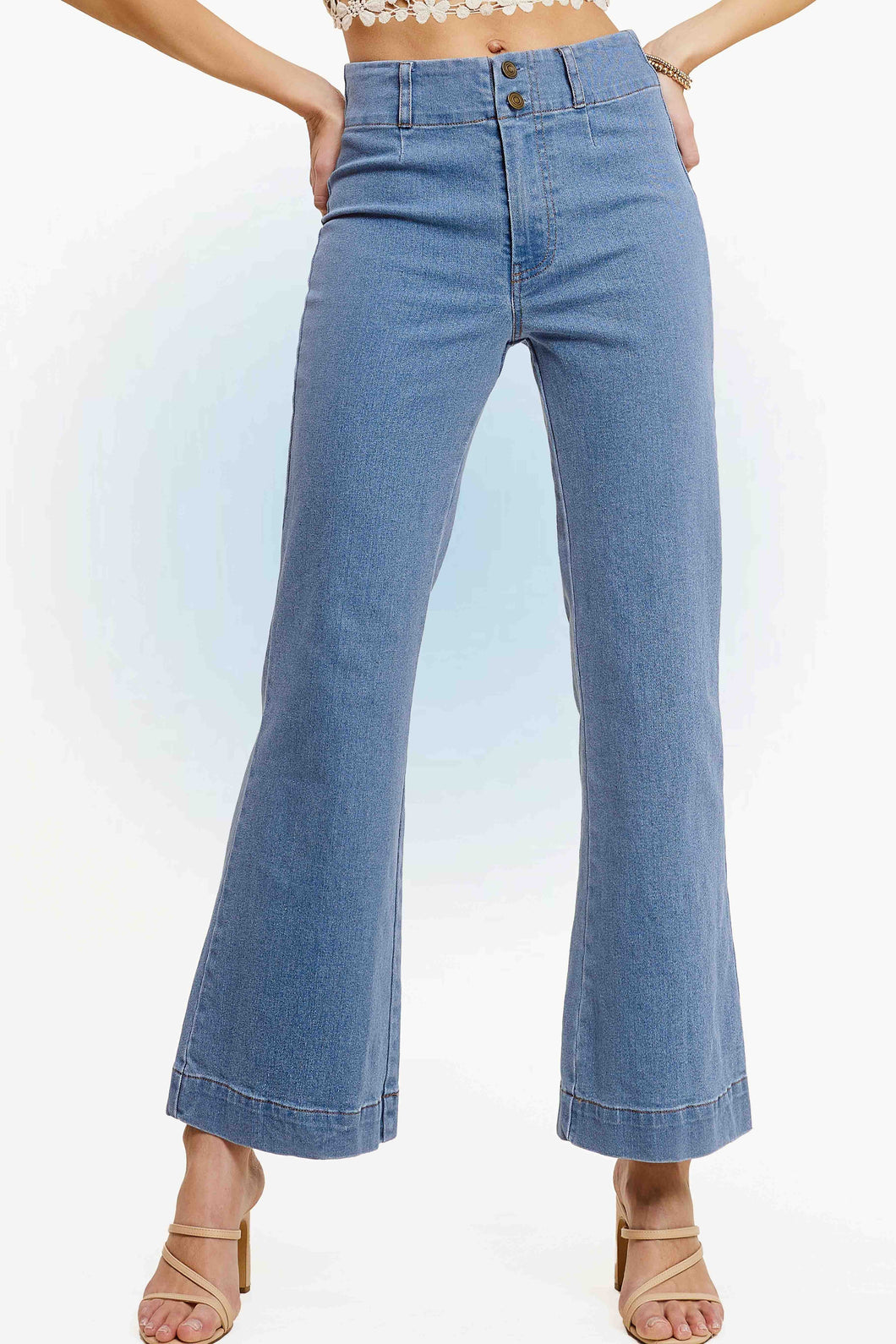 Stretchy High Waisted Wide Leg Flares