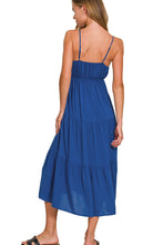 Load image into Gallery viewer, Woven Sweetheart Neckline Tiered Cami Midi Dress